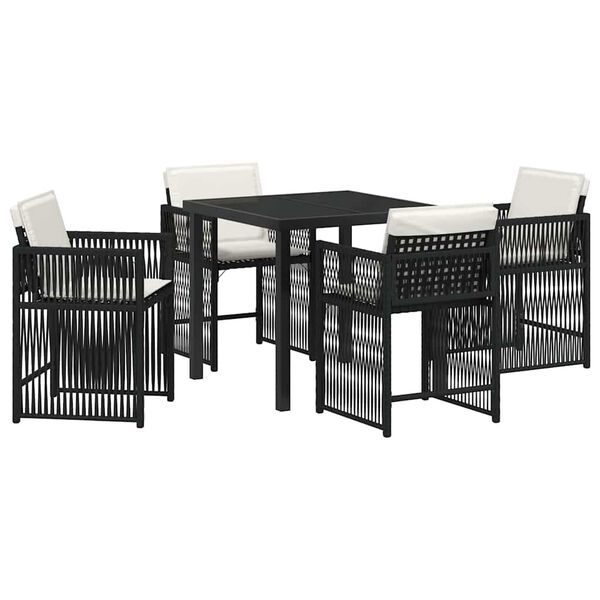 vidaXL Set da Pranzo per Giardino 5 pcs Nero polyrattan