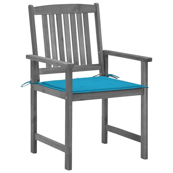 vidaXL Sedie da Giardino con Cuscini 4 pz in Massello di Acacia Grigio