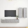 vidaXL Set di Mobili Porta TV 4 pz Grigio Cemento in Legno Multistrato