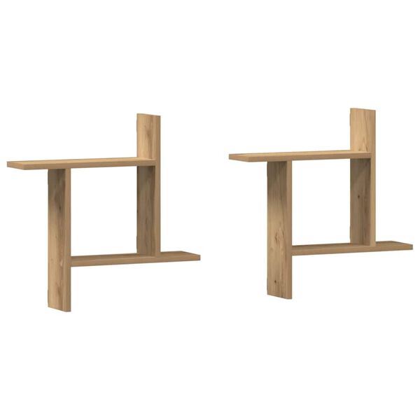 vidaXL Mensole Parete 2pz Rovere Artigianale 50x12x50 cm in Truciolato