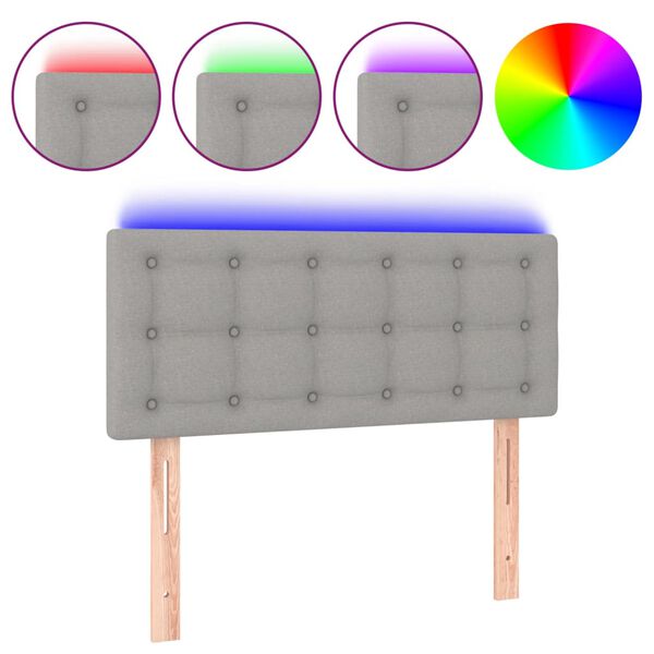 vidaXL Testiera a LED Grigio Chiaro 100x5x78/88 cm in Tessuto