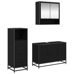 vidaXL Set di mobili per il bagno 3 pz Rovere Nero