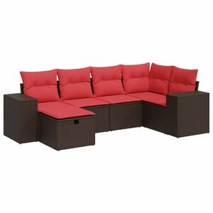 vidaXL Set Divano da Giardino 6 pz con Cuscini Marrone in Polyrattan