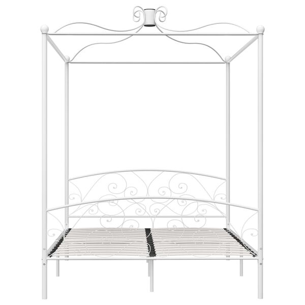 vidaXL Letto a Baldacchino Bianco in Metallo 180x200 cm