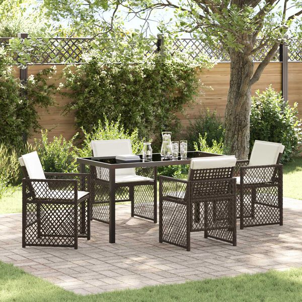 vidaXL Set da Pranzo per Giardino 5 pcs Marrone polyrattan