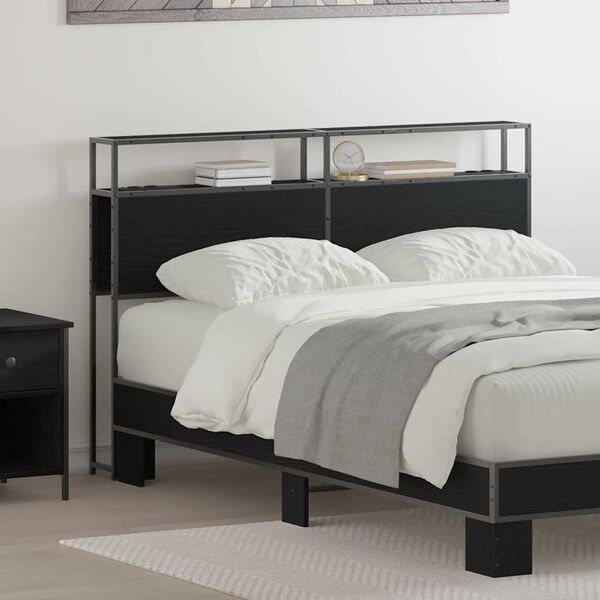 vidaXL Testata contenitore Rovere nero 150 cm Legno multistrato