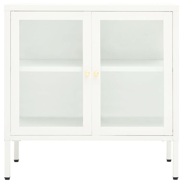 vidaXL Credenza Bianca 70x35x70 cm in Acciaio e Vetro