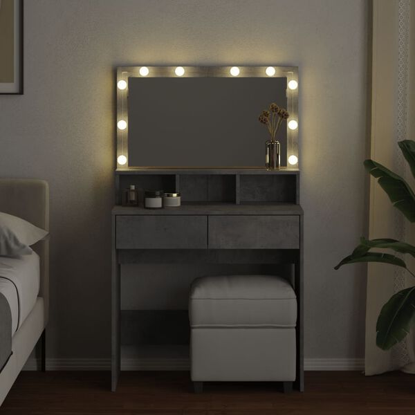 vidaXL Toeletta con LED Grigio Cemento 80x41x134,5 cm