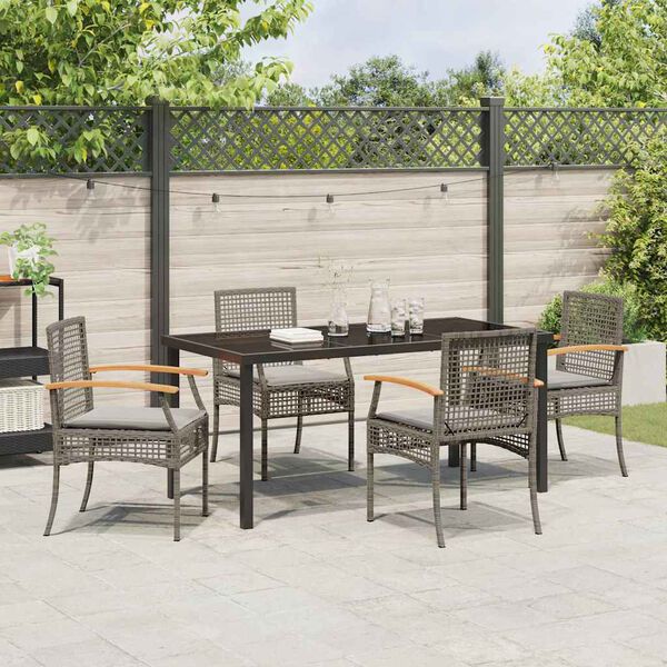 vidaXL Set da Pranzo per Giardino 5 pcs Grigio polyrattan