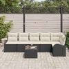 vidaXL Set Divano da Giardino 7 pcs Nero e Bianco polyrattan