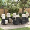 vidaXL Set da Pranzo per Giardino con cuscino 7 pcs Nero polyrattan