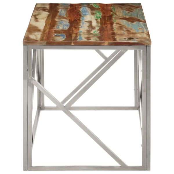 vidaXL Tavolino Salotto Argento in Acciaio Inox e Legno di Recupero