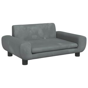 vidaXL Divano per Bambini Grigio Scuro 70x45x33 cm in Velluto