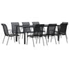 vidaXL Set da Pranzo da Giardino 9 pz Nero in Acciaio e Textilene