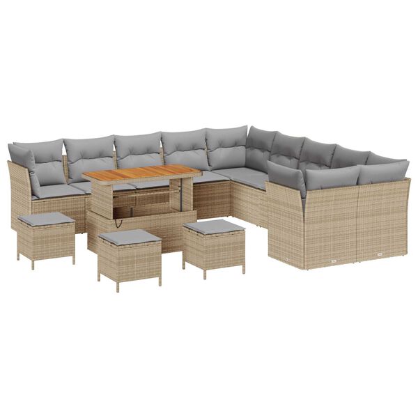 vidaXL Set Divano da Giardino con cuscino 14 pcs Beige polyrattan