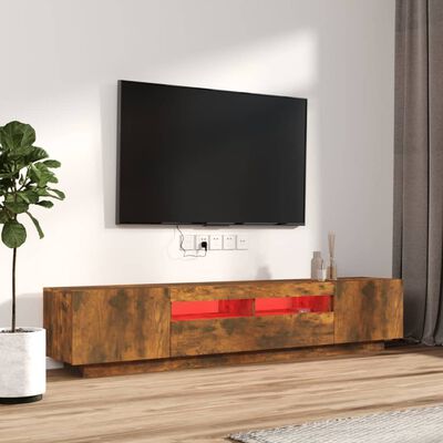 vidaXL Set Mobili TV 2pz con Luci LED Rovere Fumo in Legno Multistrato