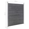vidaXL Pannelli Recinzione WPC 6 Quadrati 1 Inclinato 1138x186cm Grigi