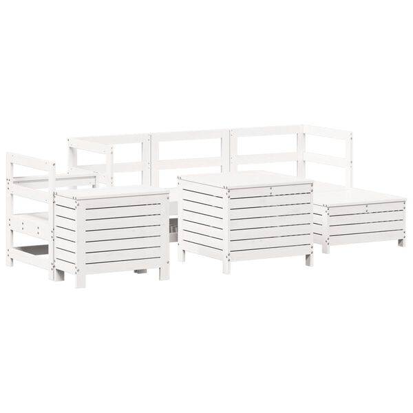 vidaXL Set Divani da Giardino 7 pz Bianco in Legno Massello di Pino
