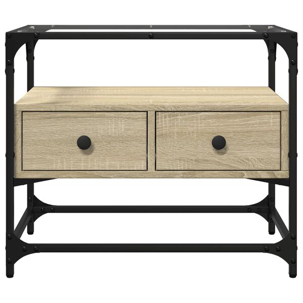 vidaXL Mobile TV Piano Vetro Rovere Sonoma 60x35x51 Legno Multistrato