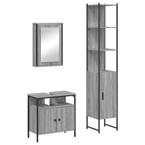 vidaXL Set Mobili da Bagno 3 pz Grigio Sonoma in Legno Multistrato