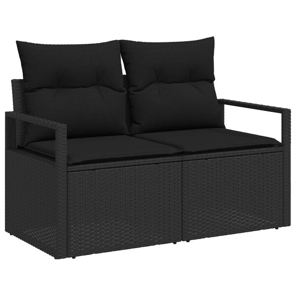 vidaXL Set di divani con cuscino 6 pcs Nero polyrattan