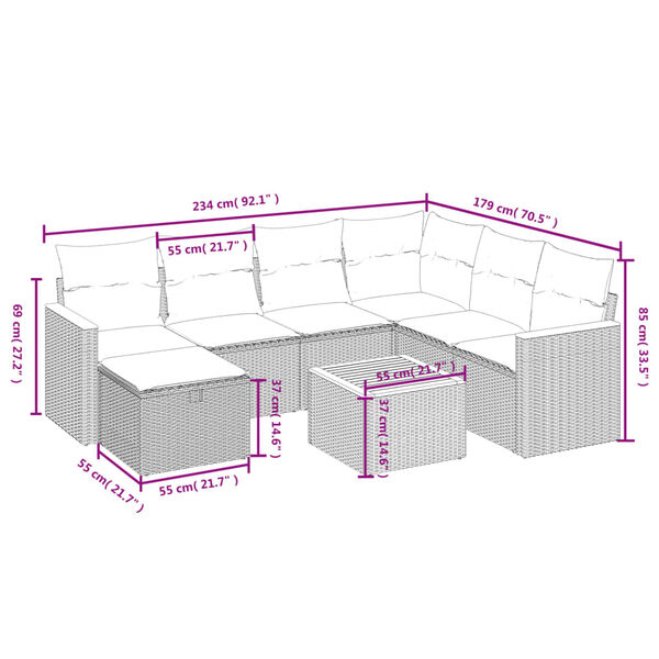 vidaXL Set Divani da Giardino con Cuscini 8 pz Nero in Polyrattan