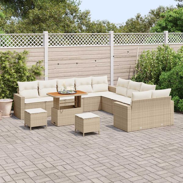 vidaXL Set Divano da Giardino con cuscino 13 pcs beige e panna
