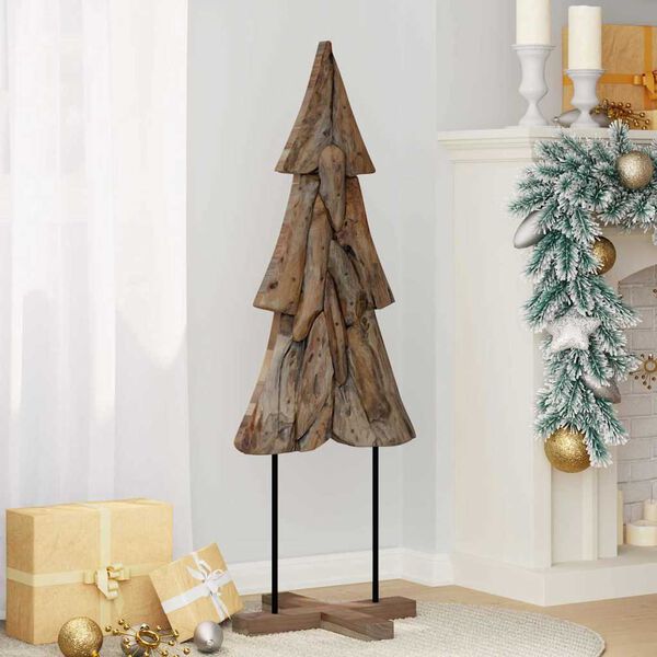 vidaXL Albero di Natale Marrone 121 cm Legno massello di teak