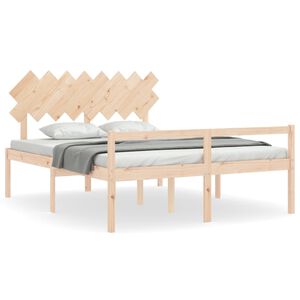 vidaXL Letto per Anziani con Testiera 160x200 cm in Legno Massello