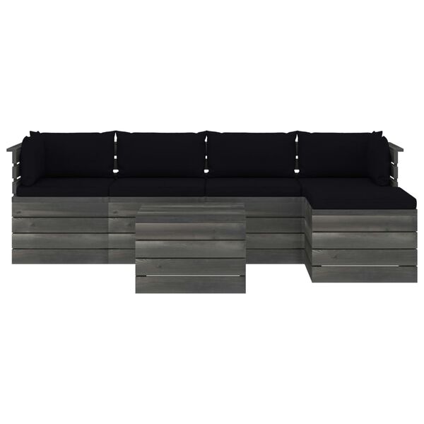 vidaXL Set Divani da Giardino su Pallet 6 pz con Cuscini Massello Pino