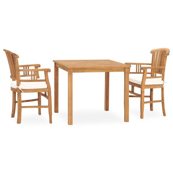 vidaXL Set da Pranzo da Giardino 3 pz con Cuscini in Legno di Teak