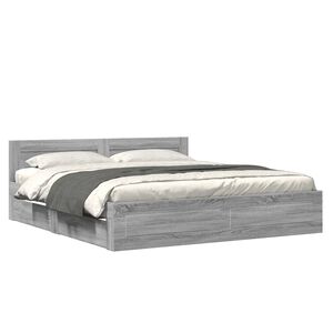 vidaXL Giroletto Testiera Grigio Sonoma 200x200 cm Legno Multistrato