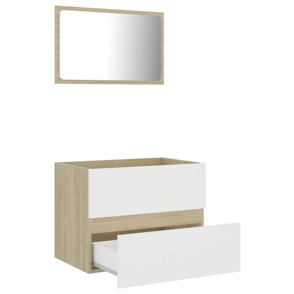 vidaXL Set Mobili Bagno 2 pz Bianco e Rovere Sonoma Legno Multistrato