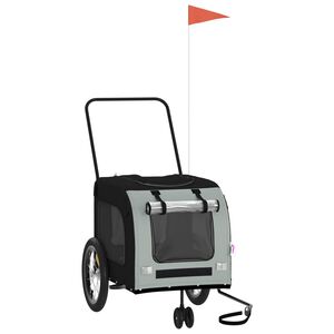 vidaXL Rimorchio da Bici per Animali Nero e Grigio Oxford e Ferro