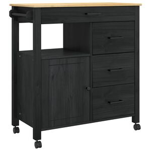 vidaXL Carrello da Cucina Tinta unita Nero