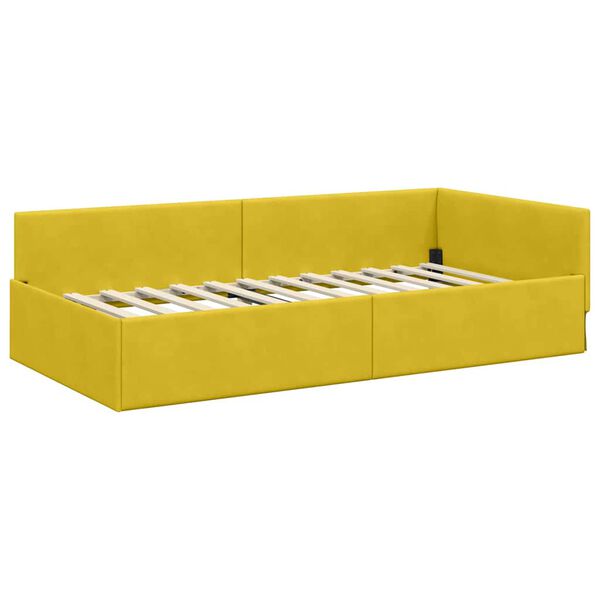 vidaXL Cornice del letto ad angolo Giallo 100 cm x 200 cm Velluto