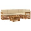 vidaXL Set divani 6 pcs Naturale e Beige Legno di Acacia Massello