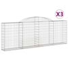 vidaXL Cesti Gabbioni ad Arco 3 pz 300x30x100/120 cm Ferro Zincato