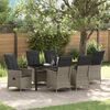 vidaXL Set da Pranzo per Giardino con cuscino 7 pcs Grigio polyrattan