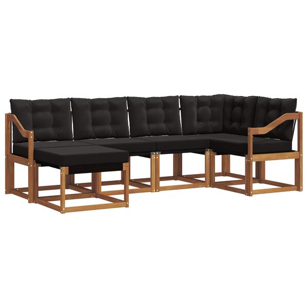 vidaXL Set di divani da esterno con cuscino 6 pcs Naturale e Nero