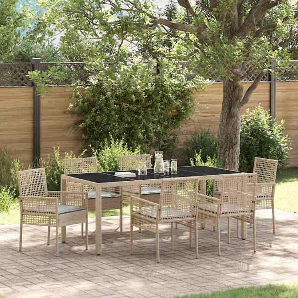 vidaXL Set da Pranzo per Giardino 7 pcs Beige polyrattan