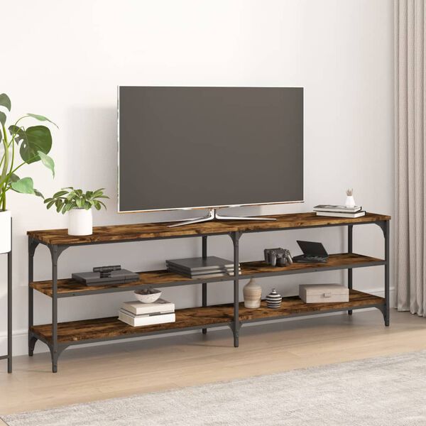 vidaXL Mobile TV Rovere Fumo 160x30x50 cm in Legno Multistrato