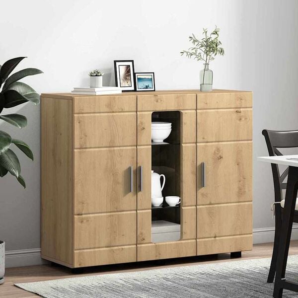 vidaXL Credenza con lo scaffale rovere artigianale 55,5 x 29 x 100 cm