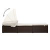 vidaXL Lettino Prendisole Baldacchino e Cuscino in Polyrattan Marrone