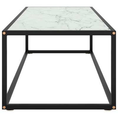 vidaXL Tavolino da Salotto Nero con Vetro Marmo Bianco 120x50x35 cm