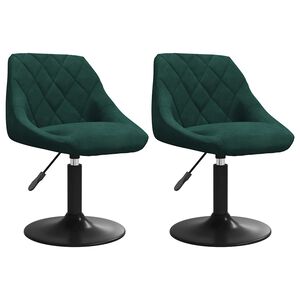 vidaXL Sedie da Pranzo Girevoli 2 pz Verde Scuro in Velluto