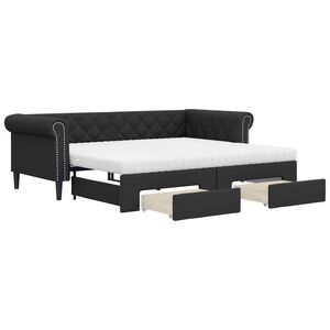 vidaXL Divano Letto Estraibile con Cassetti Nero 90x200 cm Similpelle