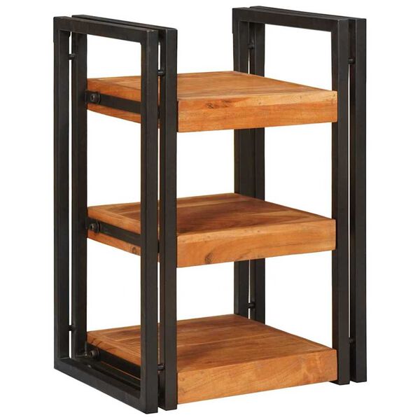 vidaXL Comodino 2 pcs Marrone e Nero Legno Massello di Acacia