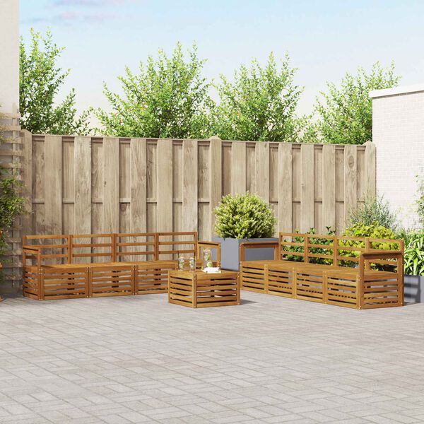 vidaXL Set divani 9 pcs Naturale Legno di Acacia Massello