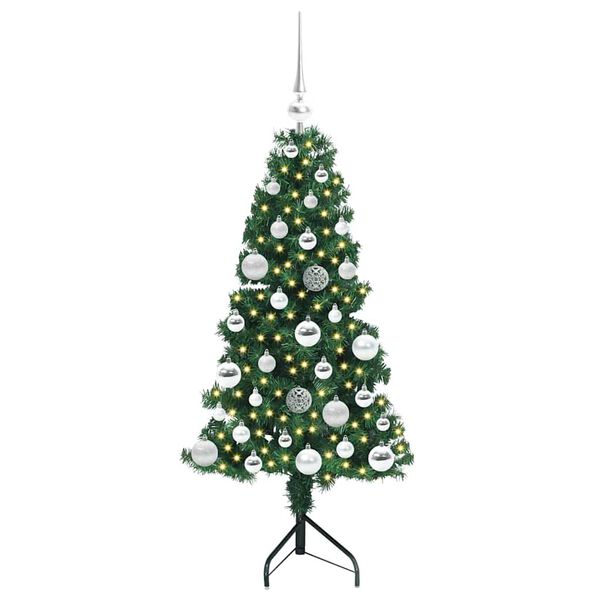 vidaXL Albero di Natale Artificiale Angolare con 150 LED Verde 120 cm